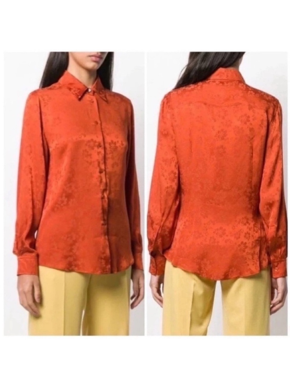 Alexa Chung Floral Jacquard Silk Blend Satin Blouse